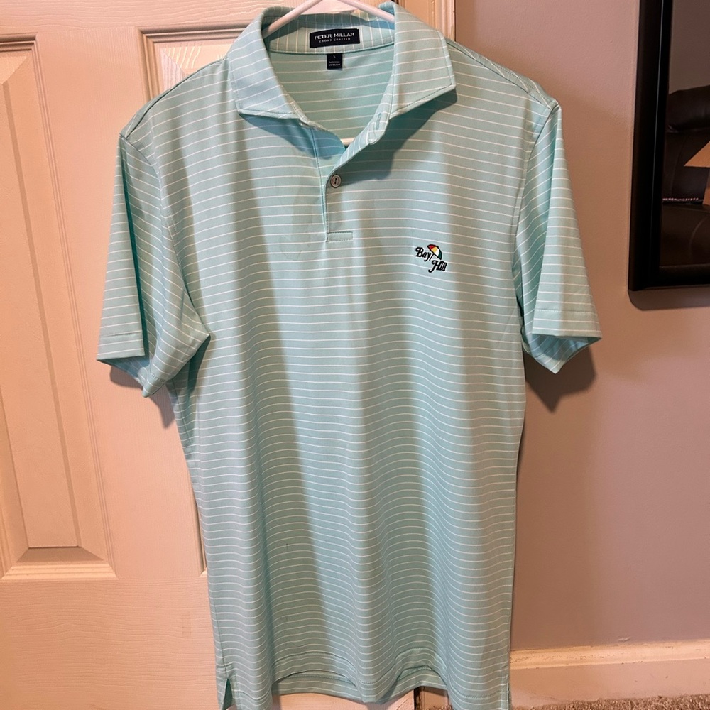 Peter Millar Aqua Striped Polo Shirt-Bay Hill